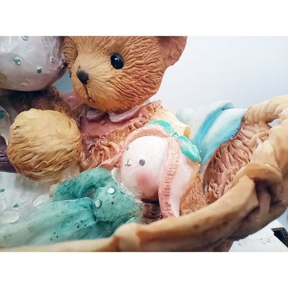 Cherished Teddies Beth and Blossom Bears with Umbrella Figurine 1991 Hamilton - Picture 6 of 12